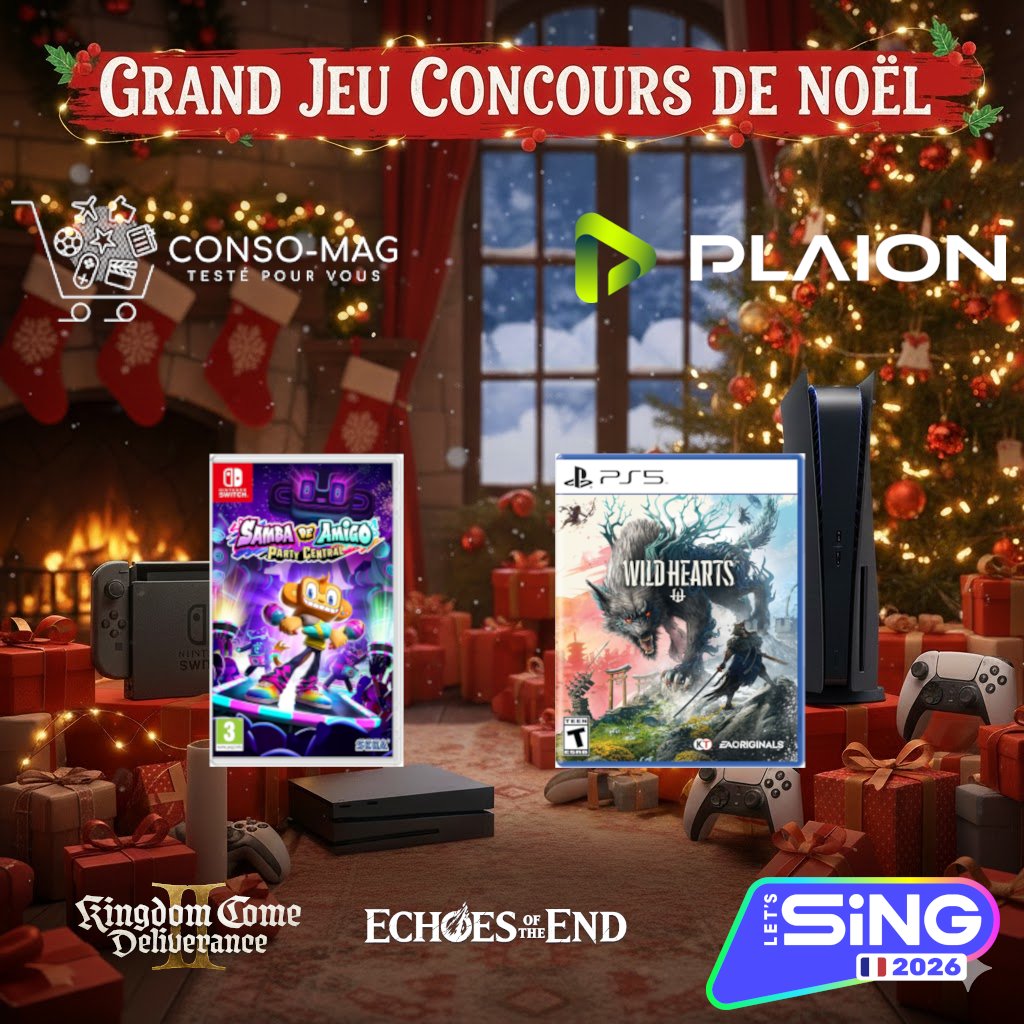 Le gros #concours de Noël en partenariat avec <a href="/PLAION_FR/">PLAION France 🎮</a> 

5 gagnants - 1 jeu par gagnant (envoi par mondial relay ou mail selon format)

Pour participer :

1️⃣ Follow <a href="/Conso_Mag/">Conso-Mag</a> &amp; <a href="/PLAION_FR/">PLAION France 🎮</a> 
2️⃣ RT + Like
3️⃣ Mentionnez 2 amis et le titre du jeu que vous souhaitez gagner dans la