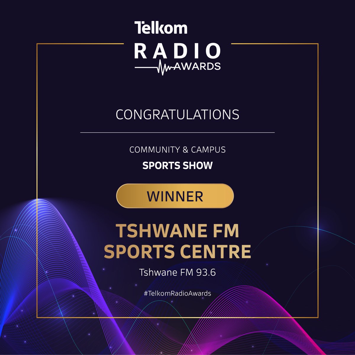 SARadioAwards's tweet photo. ⚽ Sports Show – CAMPUS &amp; COMMUNITY (Combined)

Winner Post:
🏆 WINNER: Tshwane FM 93.6
✨ 
#TelkomSARadioAwards https://t.co/g5ZITkHI5w