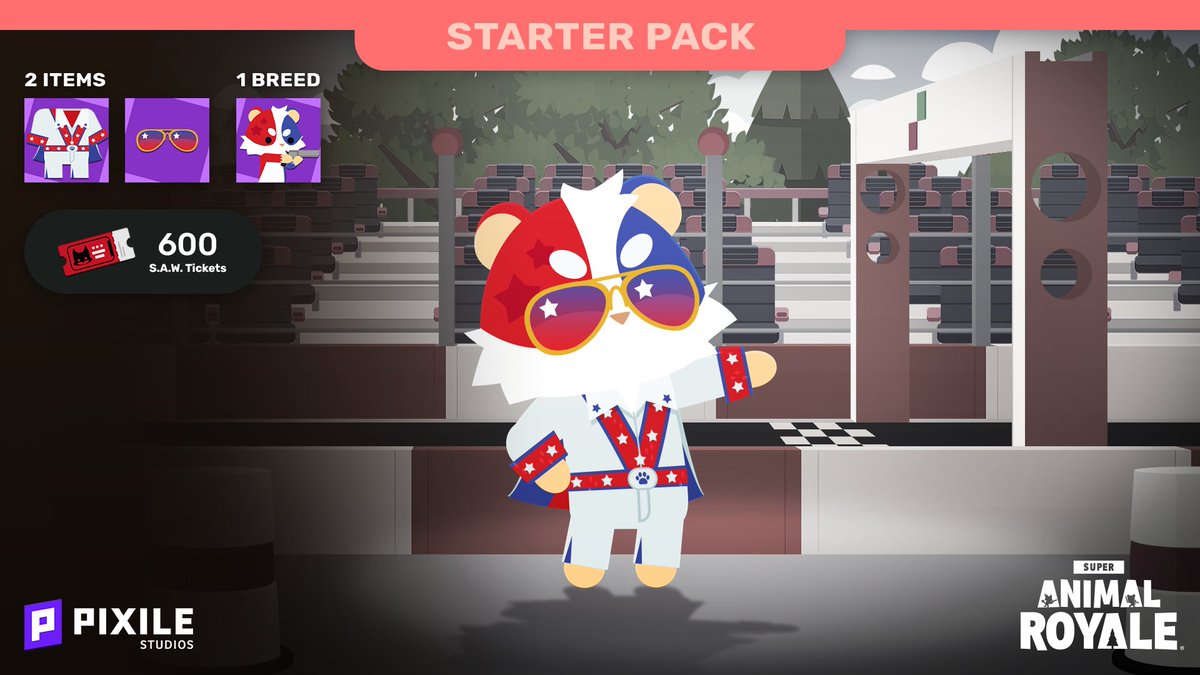 Introducing the Grand Opening Starter Pack DLC 🐹💥

• Stuntman Aviators
• Stuntman Outfit
• Super Stuntman Hamster
• Bonus: base Super Hamster unlock (if you don’t have it yet)
•  600 SAW Tickets

Available Tuesday, December 9th alongside Super Animal World
