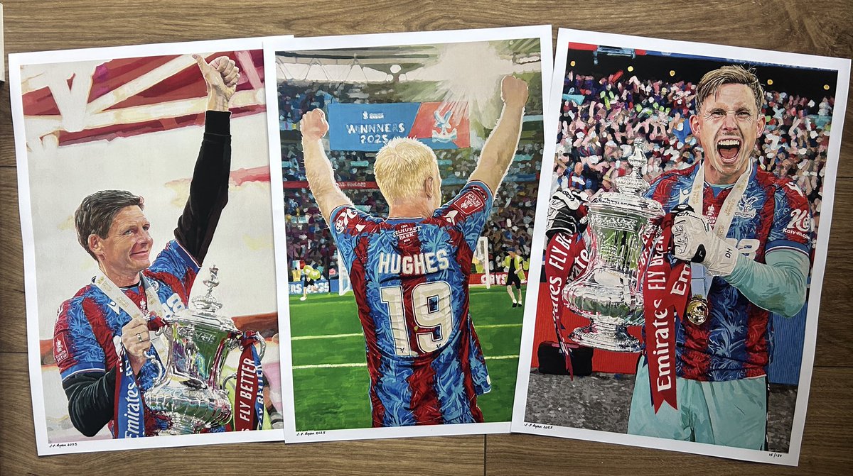 A3 limited edition prints of my “Super” Olly Glasner, <a href="/deanhenderson/">Dean Henderson</a> &amp; “Hughesy “ paintings are now available - please follow &amp; pm me 4 details 🦅💙❤️🏆 make a good 🎄🎁!!

As always any reposts would be 🔥 #cpfcfamily #cpfc #art #football #FACup  <a href="/cpfcdsa/">Crystal Palace FC DSA</a> <a href="/gazbod/">GazBod</a> <a href="/CEO4TAG/">Steve Parish</a>