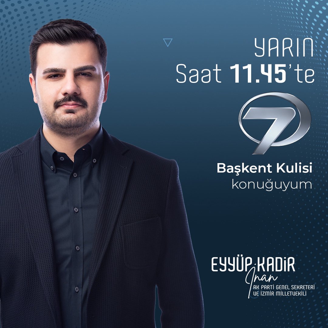 📺 Yarın 11.45’te Kanal 7 ekranlarında Başkent Kulisi’ndeyim.
Sayın Mehmet Acet’in konuğu olacağım. İzlemeniz dileğiyle. <a href="/acetmehmettw/">Mehmet Acet</a>
