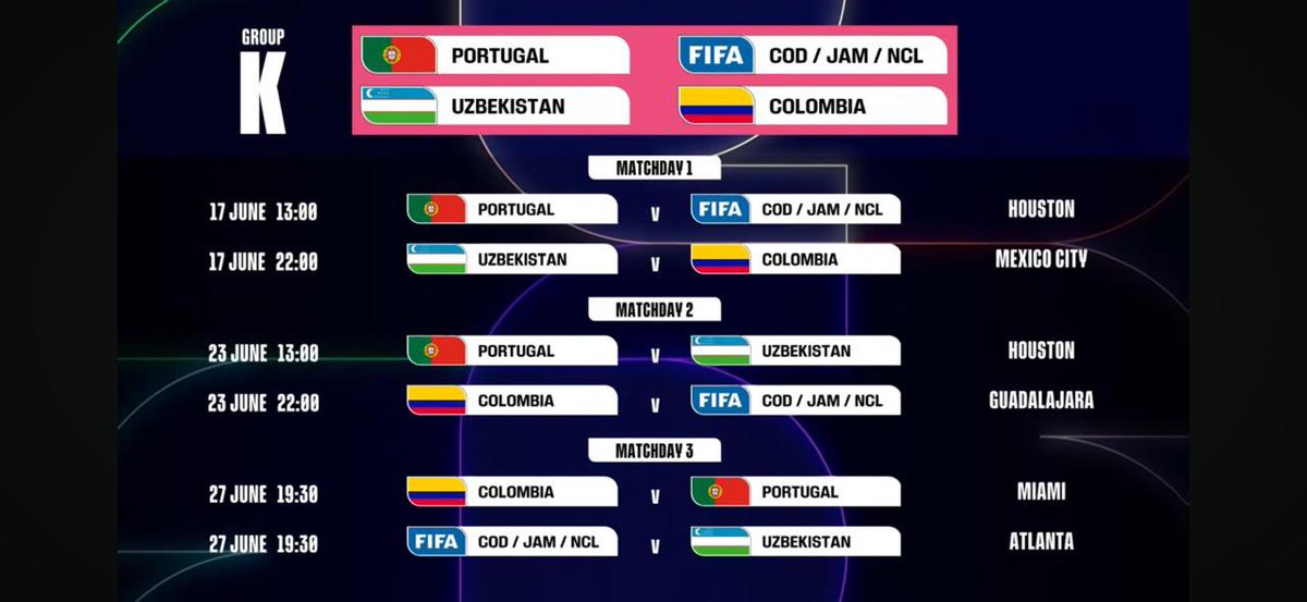 GS_ticket's tweet image. جدول مباريات I,J,K,L في بطولة #كأس_العالم_2026