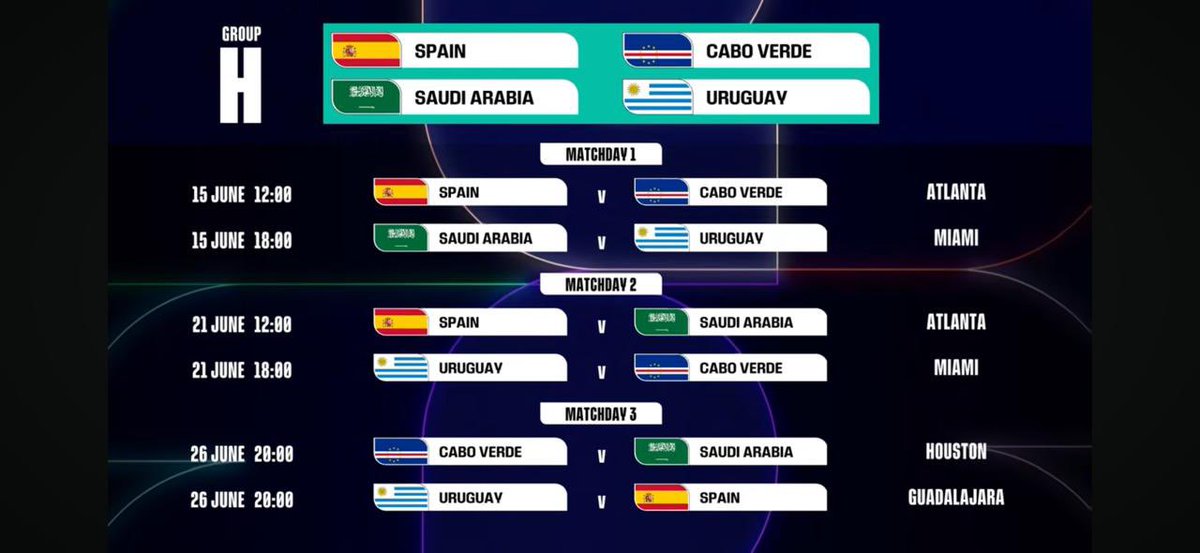 GS_ticket's tweet image. جدول مباريات المجموعات E,F,G,H في بطولة #كأس_العالم_2026