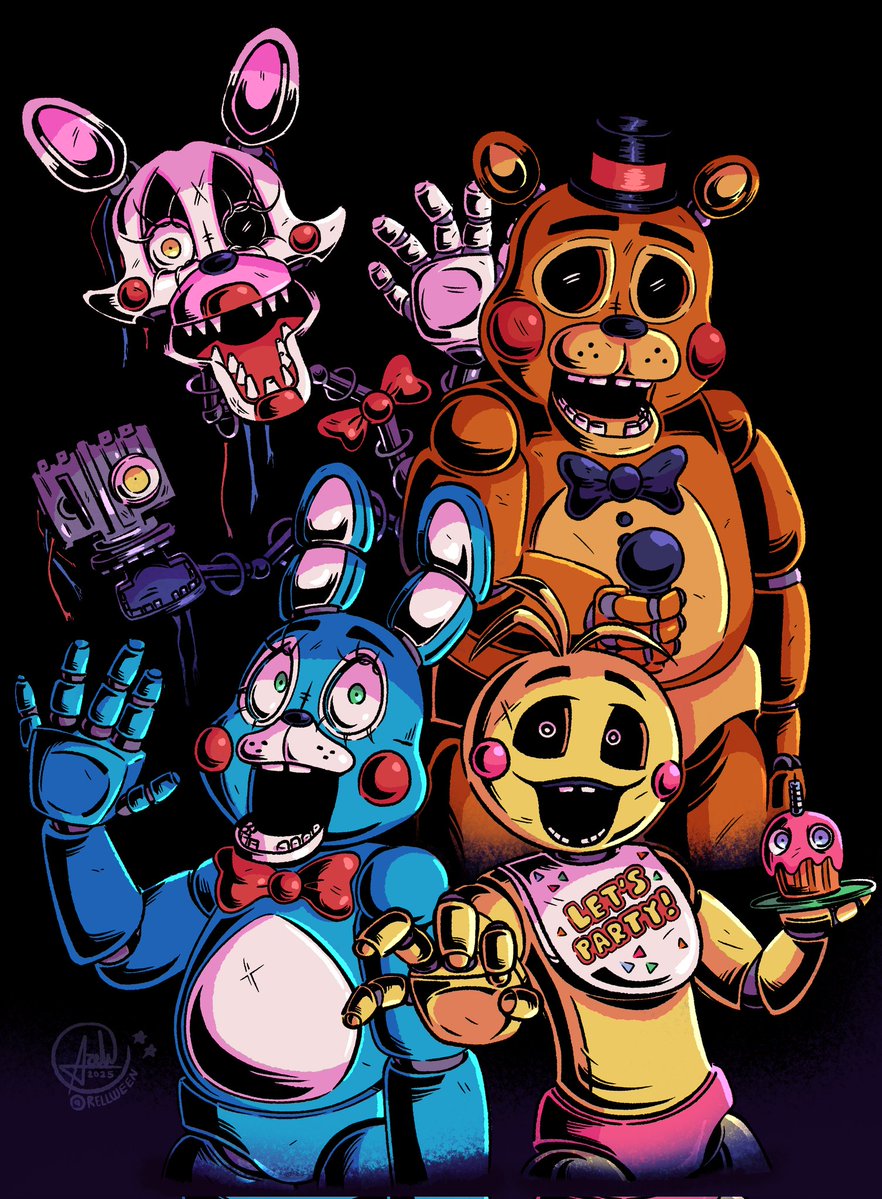 rellween's tweet image. I draw fnaf  🍕🍕🐻🐰🐥🦊
🏵️🏵️✨✨ #fnaf2movie