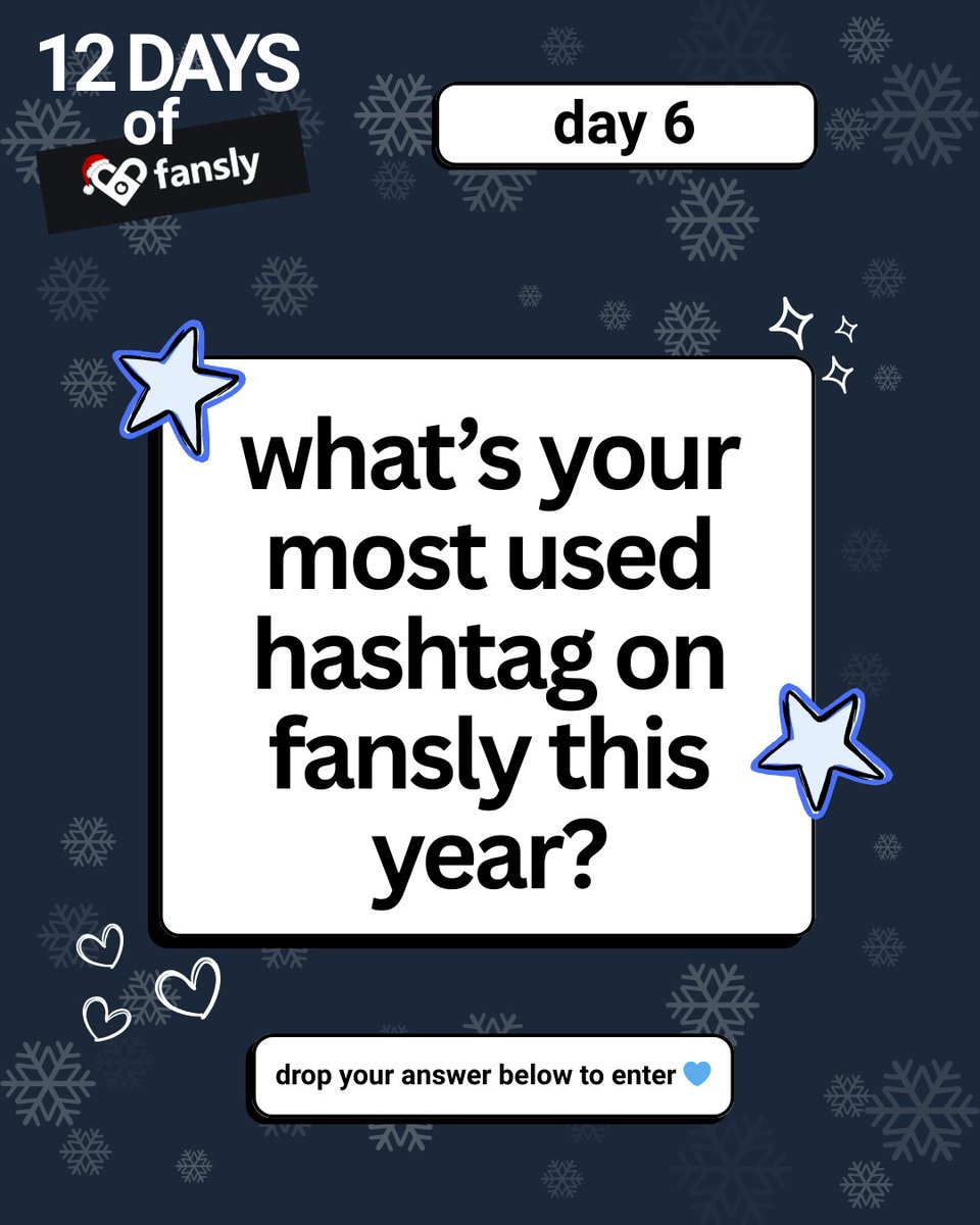 And on the sixth day of our #12DaysOfFansly giveaway.. 

let's see those niches 👀

How to enter today:
1️⃣ Follow us
2️⃣ Like this post
3️⃣ Reply below

Winners picked at random.
18+ verified creators only.
No purchase necessary.
Full rules linked in bio.
