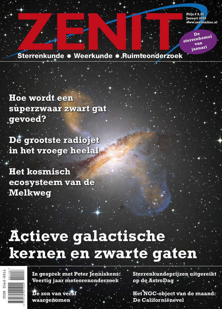 Het eerste Zenitnummer van 2026 is al naar de drukker!

"Actieve galactische kernen en zwarte gaten".

Later meer informatie over dit nummer. zenitonline.nl