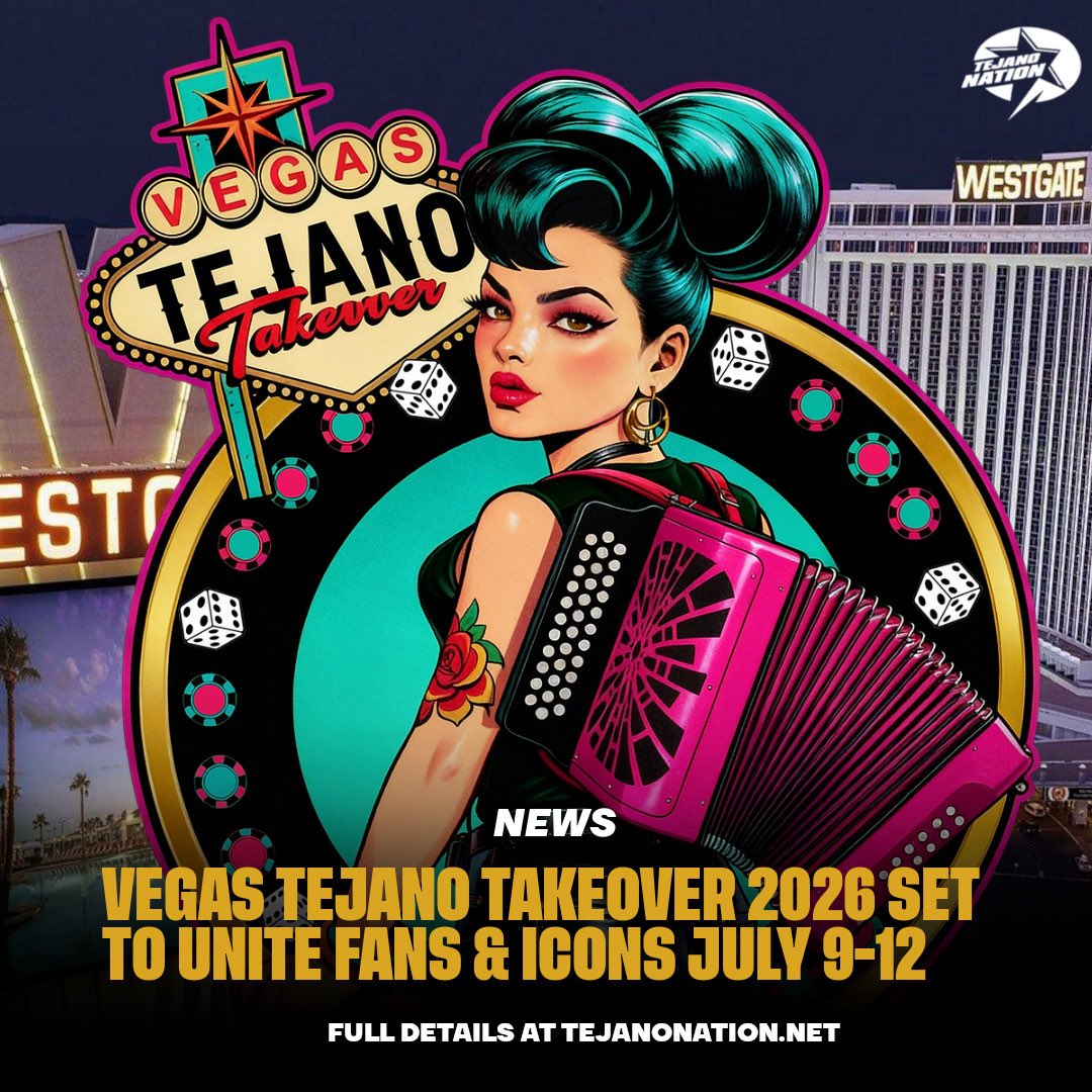 The biggest Tejano party of the year is back! Vegas Tejano Takeover 2026 returns July 9–12 with four days of nonstop music, dance, and culture in Sin City. Get the full 2026 lineup + event details now! 👉 tejanonation.net/2025/12/06/22n…