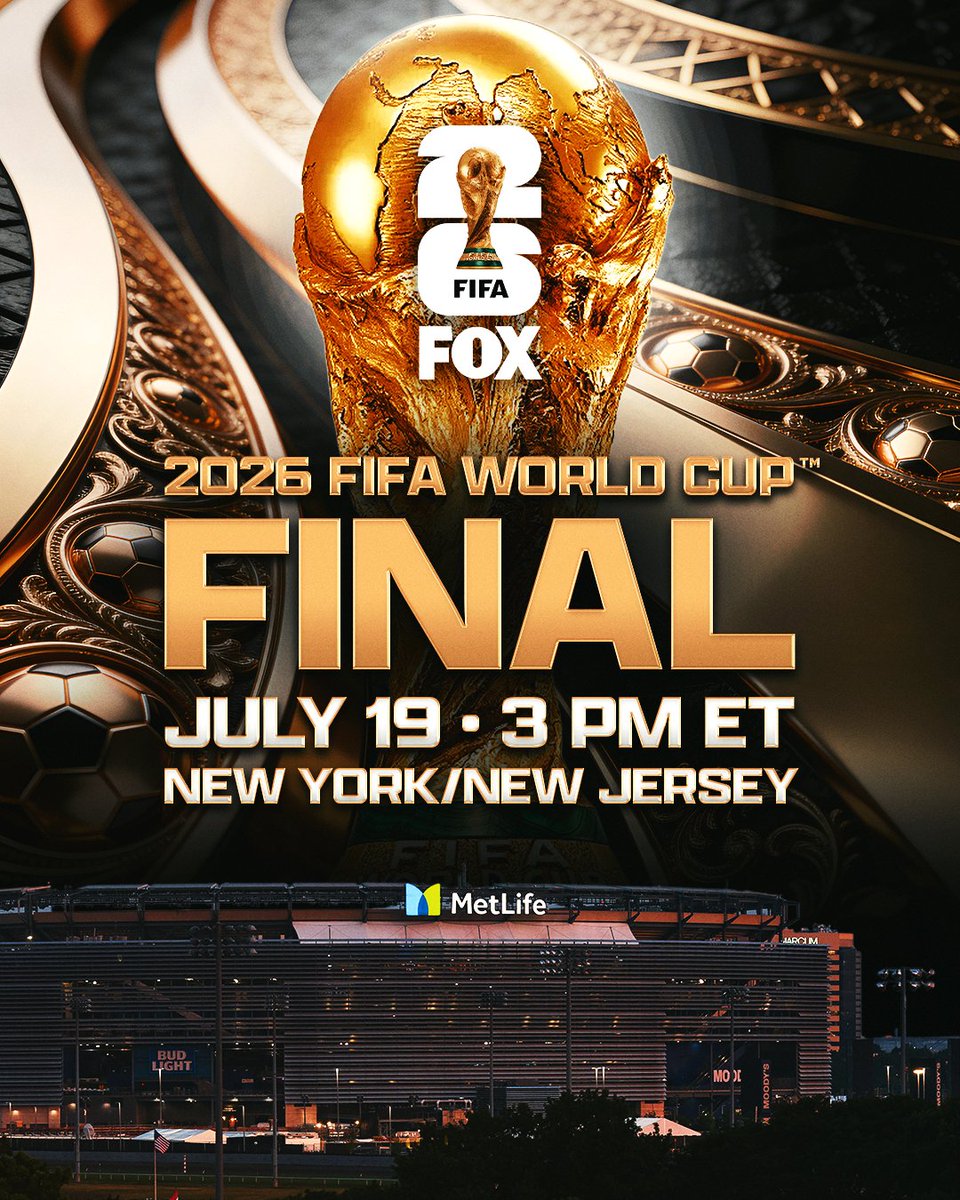 THE 2026 FIFA WORLD CUP FINAL WILL KICK OFF AT 3 PM ET ON JULY 19TH 🌎🏆