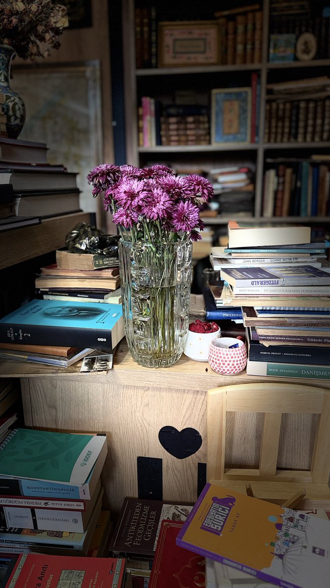 Masasındaki kasımpatının zarafeti, kitapların derinliğiyle birleşince Mustafa Kutlu’nun Sır’ındaki o güzel satırlar düştü aklıma:

“Şart etmedik illa çiçekçi olsun diye…
Kitapçı da olabilir.
Ha çiçek, ha kitap…”

İki temiz, asil ve derin unsur. 🌼📚
<a href="/bahtiyarim/">bahtiyar sahaf</a>