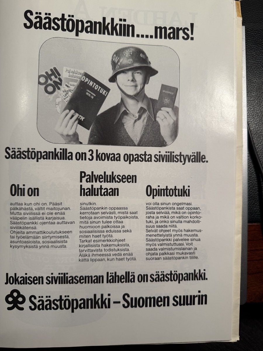 Itsenäisyyspäivän kunniaksi Säästöpankin maksettu koko sivun mainos RUK 152  kurssijulkaisuun .