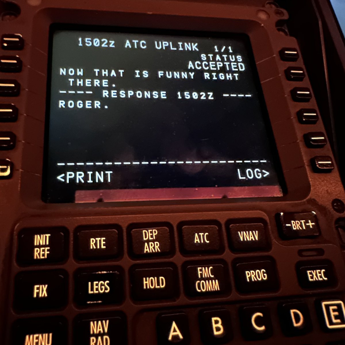 ATC: Pilot report of moderate turbulence…
Our reply….