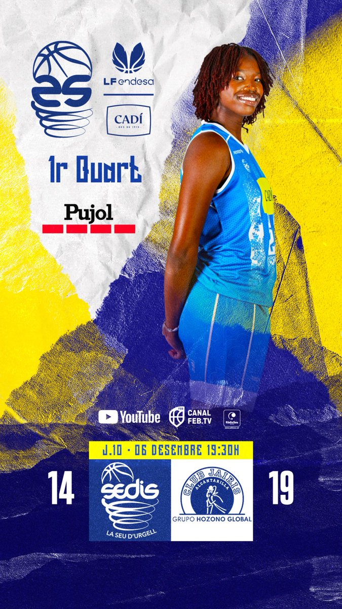 🦋 #LFEndesa J10 l 1Q

⬜️🟦 <a href="/sedisbasquet/">AE Sedis Bàsquet</a> 14
🟨⬛️ <a href="/CBJairis/">Hozono Global Jairis</a> 19

📍Palau d’Esports

📺 canalfeb.tv l youtube <a href="/BaloncestoESP/">Baloncesto España</a> | <a href="/RadioSeu/">RàdioSeu</a> l   

#sentelsedis🏔️🏀