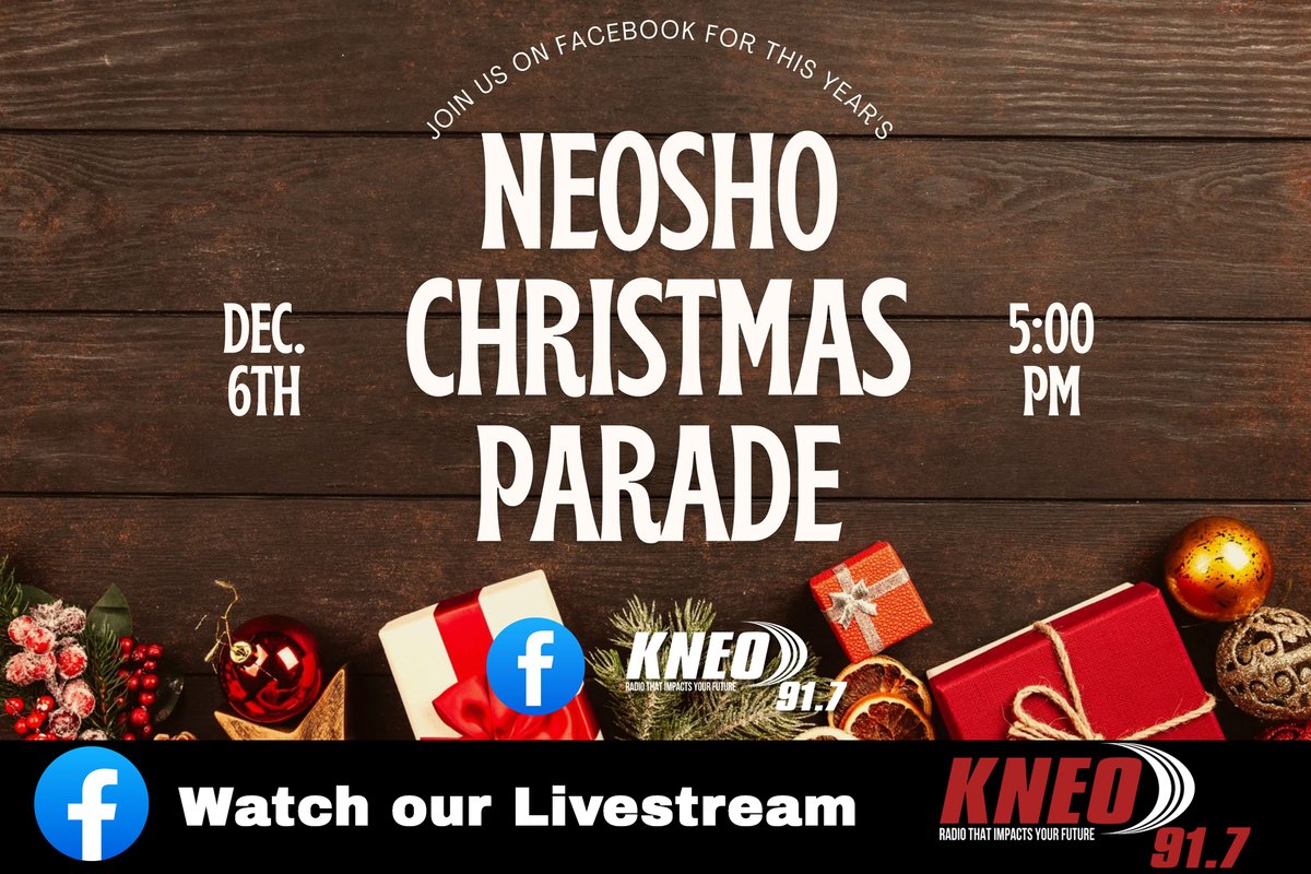 Tonight is Neosho's Christmas Parade, and for those who can't make it in-person, KNEO will once again provide a livestream right here on Facebook. It all gets started at 5pm...