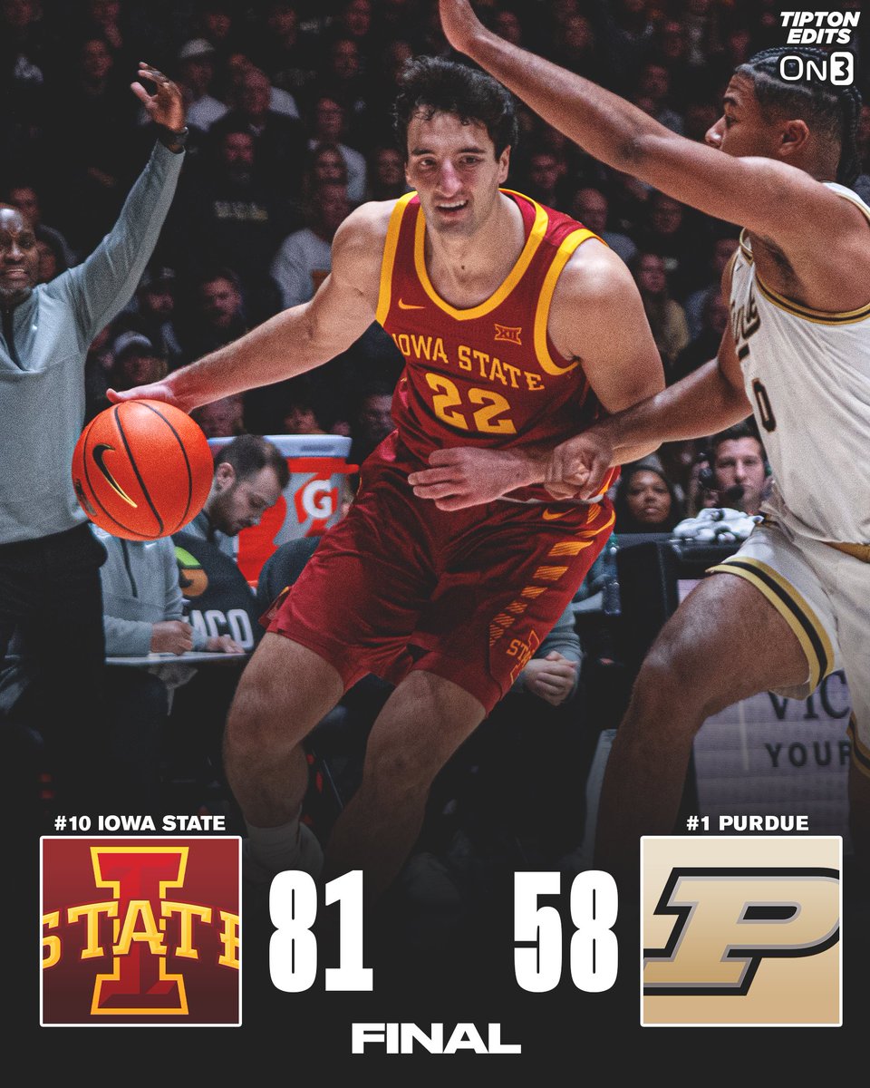 Iowa State goes into West Lafayette and knocks off #1 ranked Purdue by 23 😨

The Cyclones are the real deal.