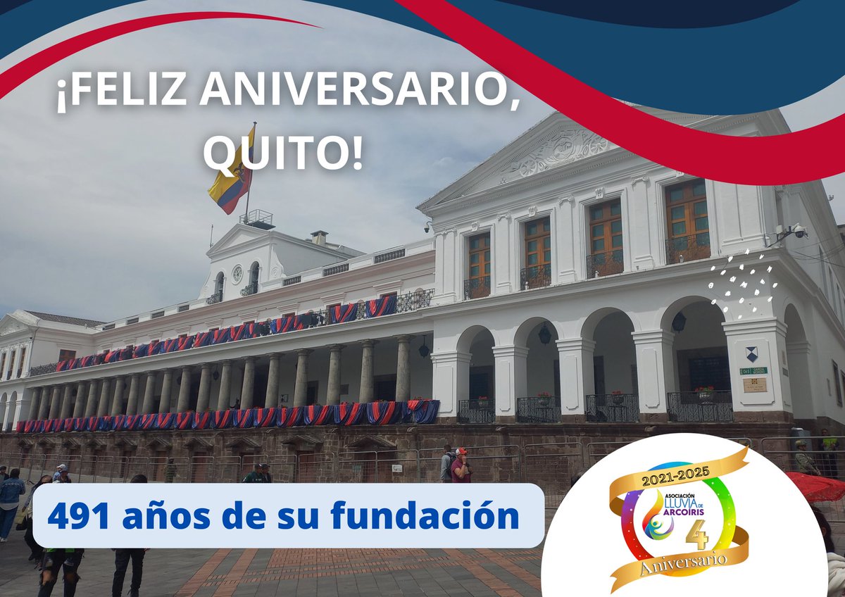 “¡Feliz aniversario, Quito! Hoy celebramos 491 años de historia, diversidad y orgullo de una ciudad que inspira con su gente y su belleza. ¡Que viva Quito!
#VivaQuito #ChullaQuiteño
