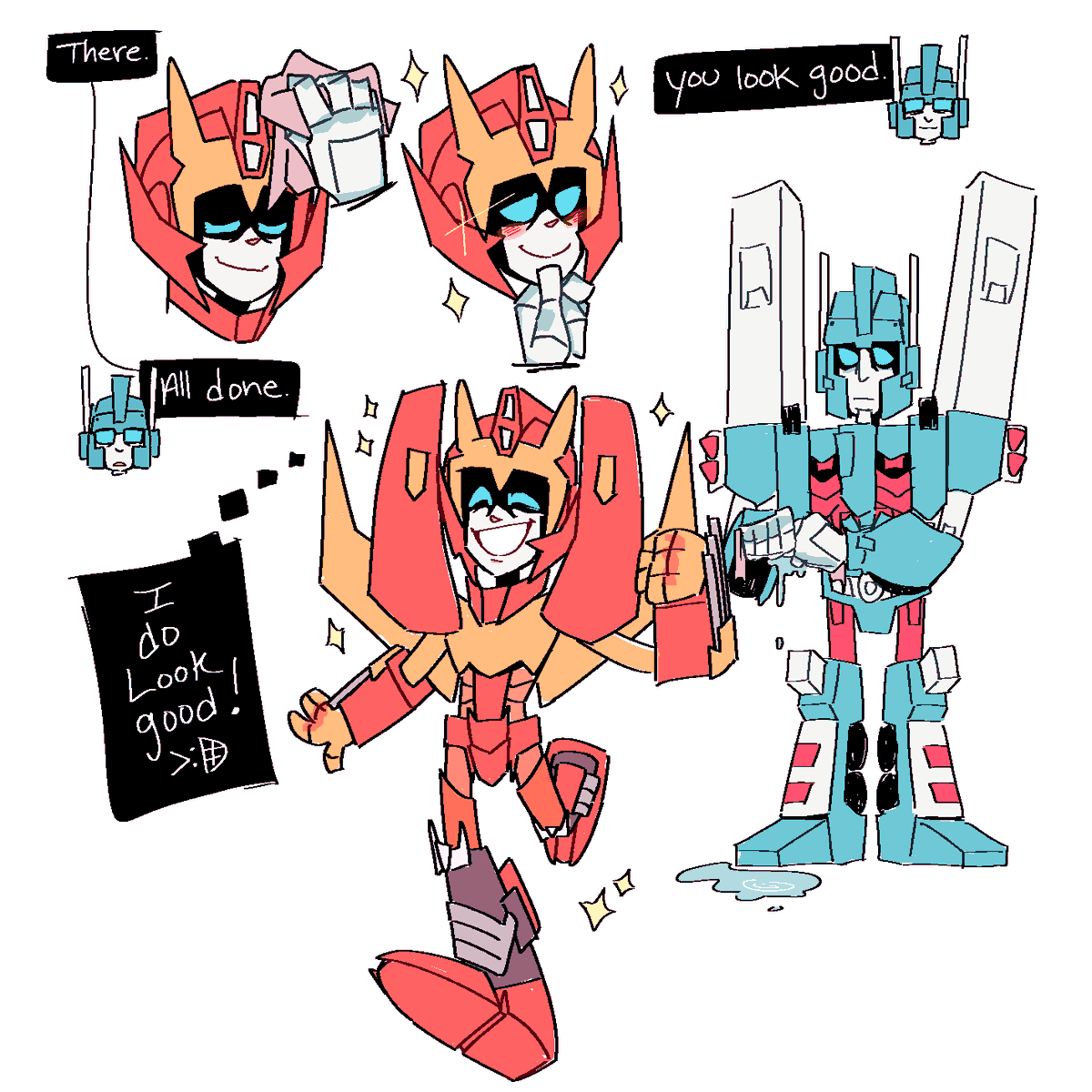 Getting pampered by Ultra Magnus means hour long detailing seshes #rodimags