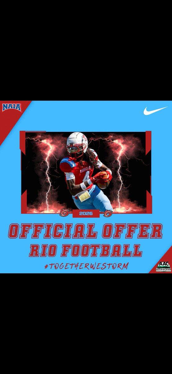 All glory to God! After a great visit, I'm blessed to receive my first offer from the University of Rio Grande.
<a href="/CoachJeffEssig/">Jeff Essig</a>  #RioFootball
<a href="/sjharmon22/">Coach Sammy Harmon</a>