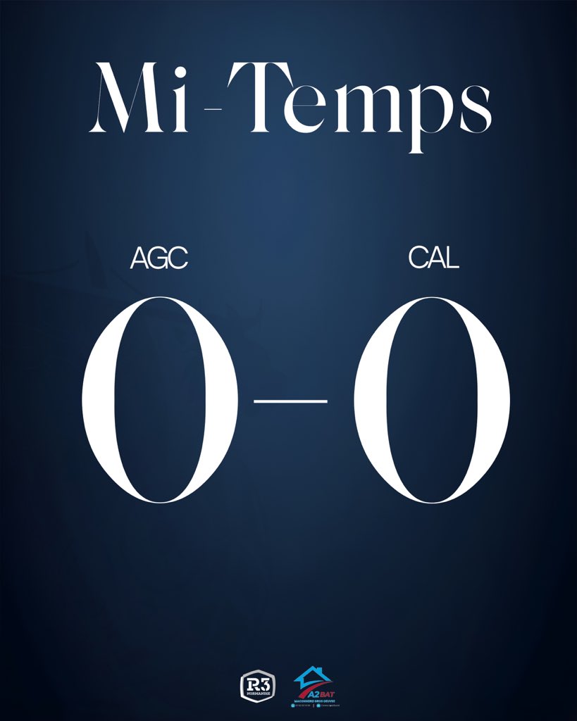 #AGCCAL | 𝑴𝒊-𝒕𝒆𝒎𝒑𝒔

⏸️ Score de parité à la pause.

#AgCaen #AGC #teamAGC