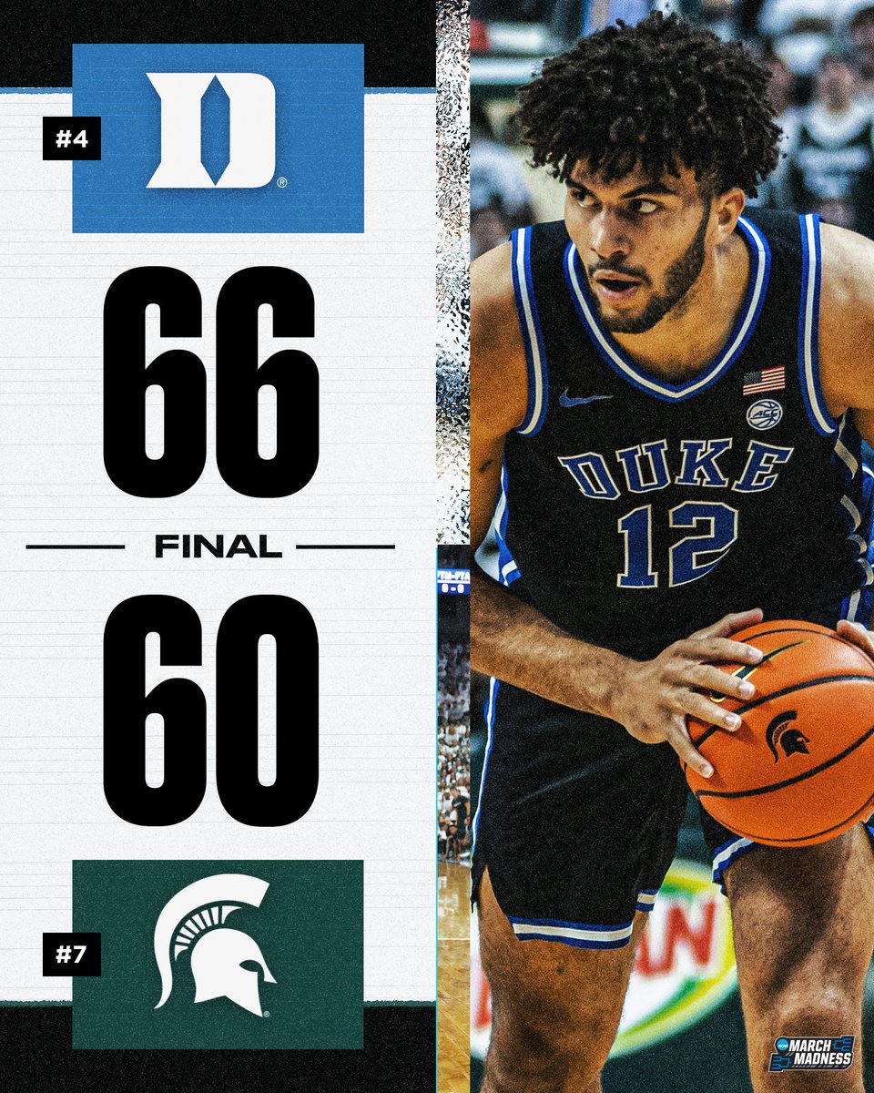 MarchMadnessMBB's tweet image. NO. 4 DUKE WINS IN BRESLIN CENTER 😈

The Blue Devils pick up a big time road victory over No. 7 Michigan State 💪