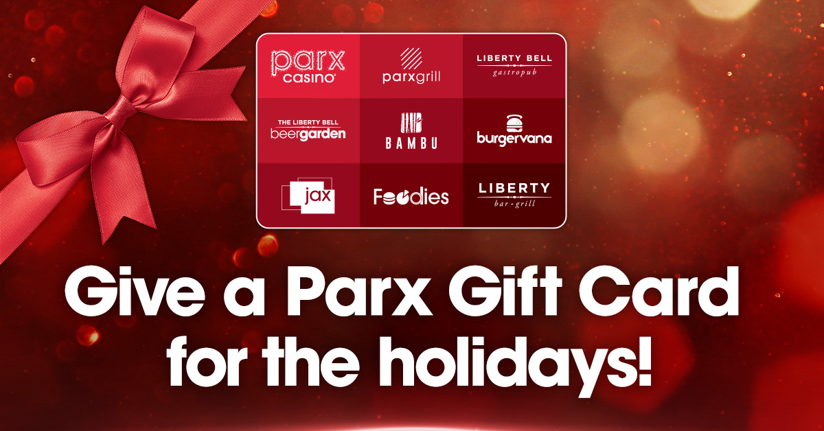 This season, treat someone to their favorite meal, a special find at our gift shop or tickets for a night out.🎄🎸🎁 Parx Gift Cards are available for purchase at all restaurants and  in the gift shop!💚🎰❤️