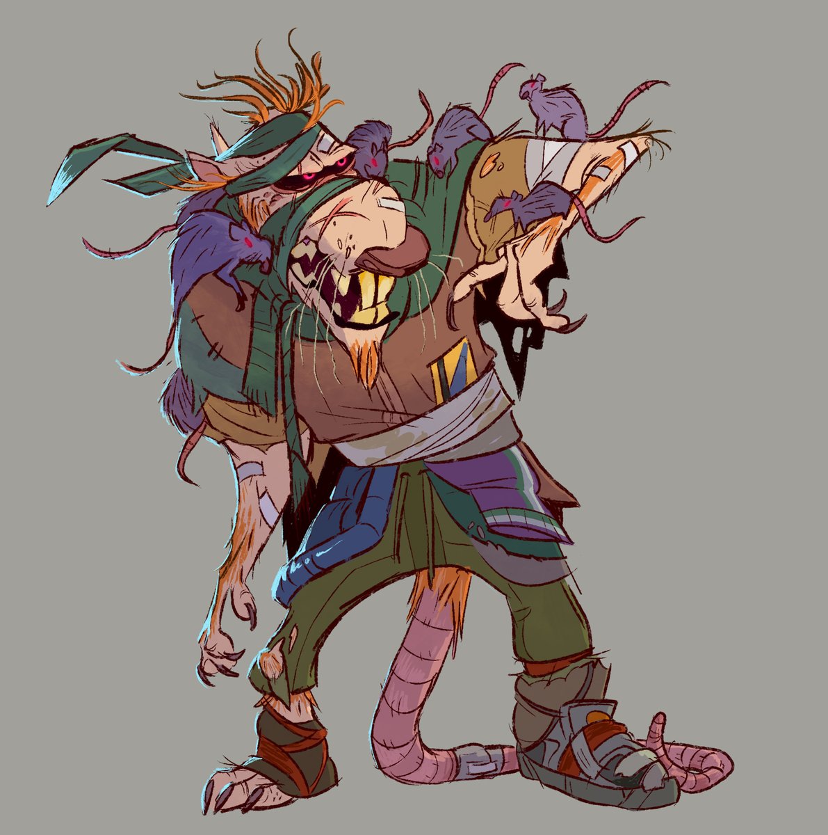 JustinRunfola's tweet photo. What if Rat King was a mutant rat? 🤔 #characterdesign #tmnt https://t.co/HeUqYhwD8Y