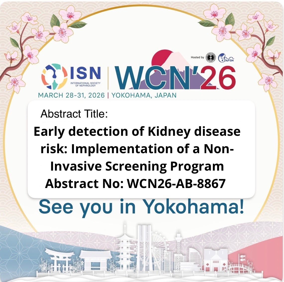 UnaLinnys's tweet image. Thrilled to announce that my abstract has been accepted for a poster presentation at #WCN2026  in Yokohama, Japan. @ISNWCN It's an honor to represent the Nephrology Department at the Hospital General de México @hgm_nefrologia This is a huge motivation in my training journey. #ISN