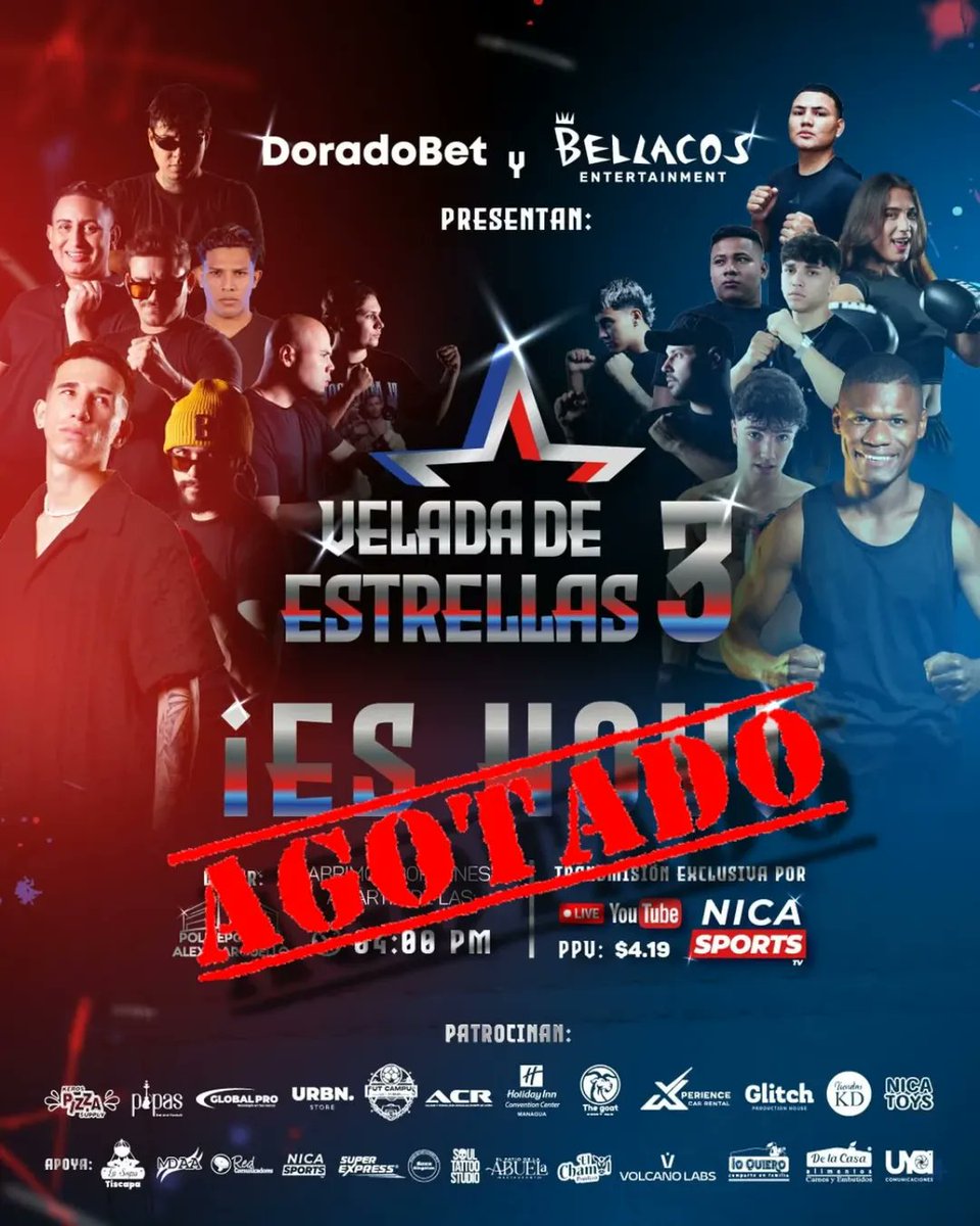 SOLD OUT ‼️
¡Todas las entradas para la Velada de Estrellas 3 están oficialmente agotadas! 🔥