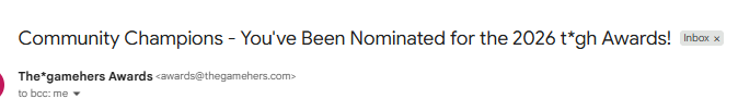 HiddenNook_'s tweet photo. WHAT??? Are you serious, I am just a small and happy creator - This is wild! Thank you to whoever nominated me not just for 1 but 3 categories - I am extremely humbled 🥹
Voting opens in 2026 and I will let you know when but THANK YOU SO MUCH!!!! 😍 #gamehers #indiegames https://t.co/uMqp44ZUQU