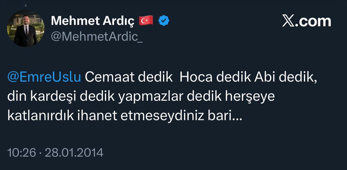 Atalarımız “körle yatan şaşı kalkar” demiş,  “oturma Yezid’in yanına, kokusu siner üstüne” demiş.

Zamanında Fettöş’ e Hocaefendi, terör örgütünü cemaat, FETÖ terör örgütünün teröristlerine abi, CİA/Siyonist HİZMETKARLARINA din kardeşi diyenler vatandan başka kaygısı olmayan