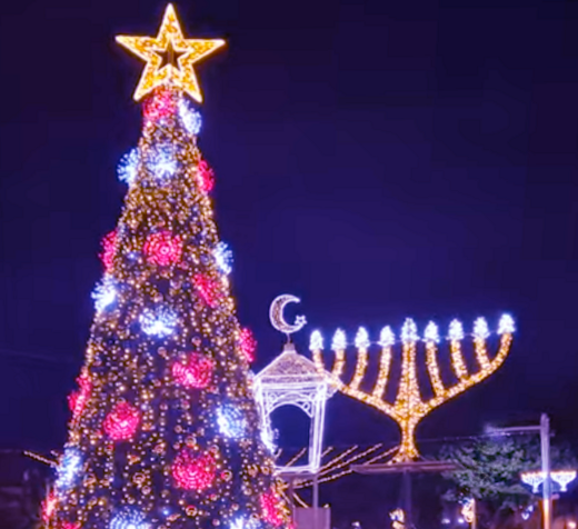 Greetings from our city of
           🇮🇱Haifa, Israel
All lit up for the holidays.