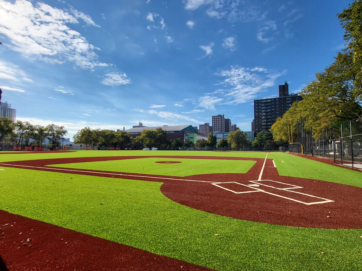 NYCMayor's tweet image. When our kids are engaged in safe, healthy activities, they stay focused on the right things.

Brigadier General Charles Young playground is our new “Harlem Field of Dreams,” and these new facilities will give young people places to play safely and learn life lessons!