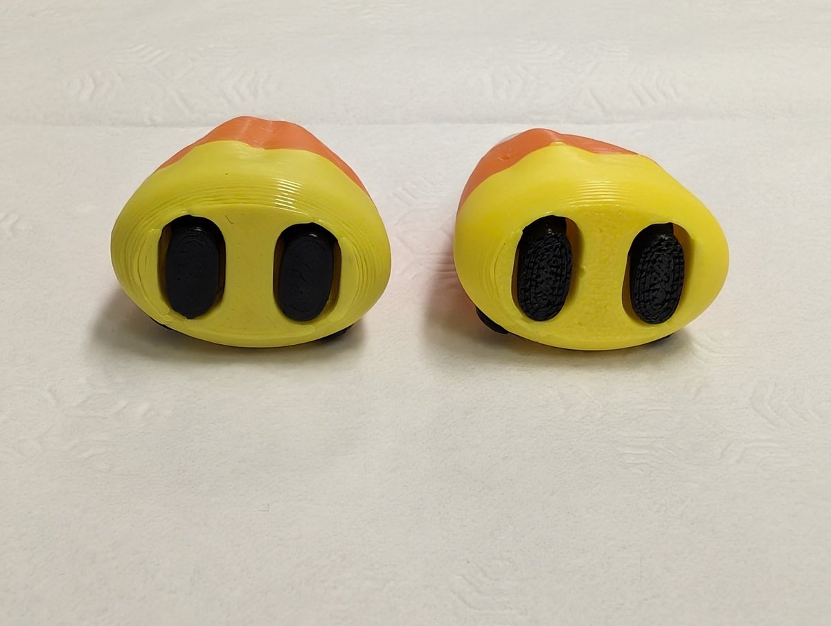 A comparison of the print quality difference between the Bambu Lab X1C (left) vs H2C (right)

The H2C print has a smoother surface finish, cleaner filament changes, and better overhangs

The print quality (and time) should be similar for the H2D as only two nozzles were used