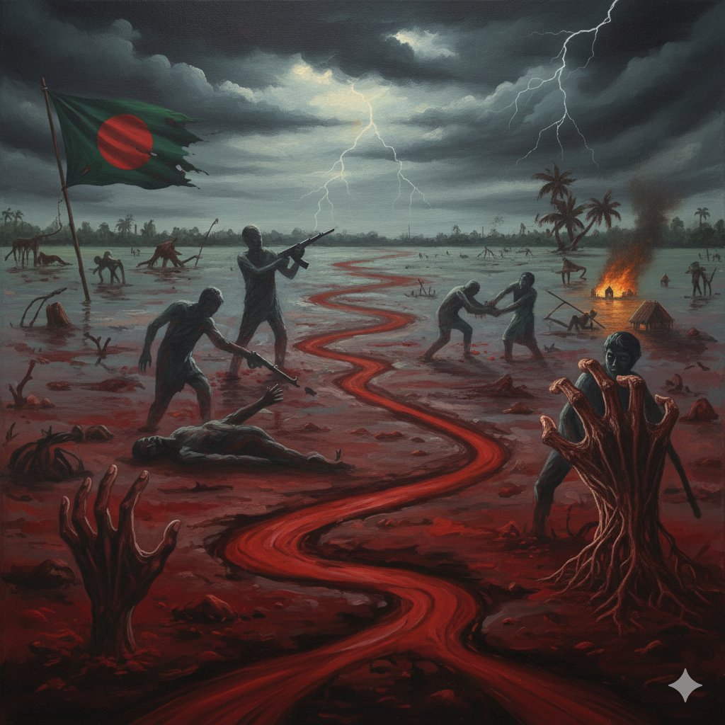 মাটি আর মানুষের অধিকার হলো হরণ,
অন্যায়, অবিচার, হত্যা, ধর্ষণ, কারণ।
চাঁদাবাজি, ঘুষ আর দূর্নীতির জাল,
জীবনের প্রতি বাঁকে শুধু কাল!
#bangladeshi #বাংলাদেশ #নিরাপদেথাকপ্রতিটিনাগরিক