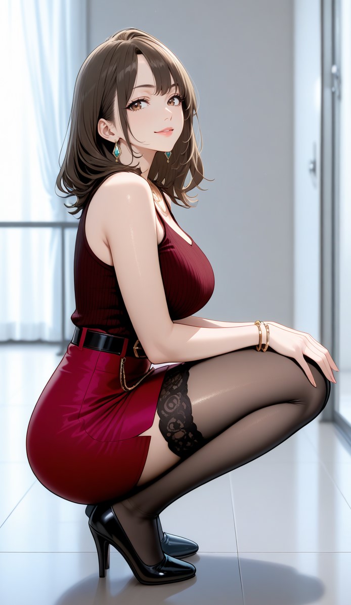 hagamight's tweet image. 窓際の赤　SFW