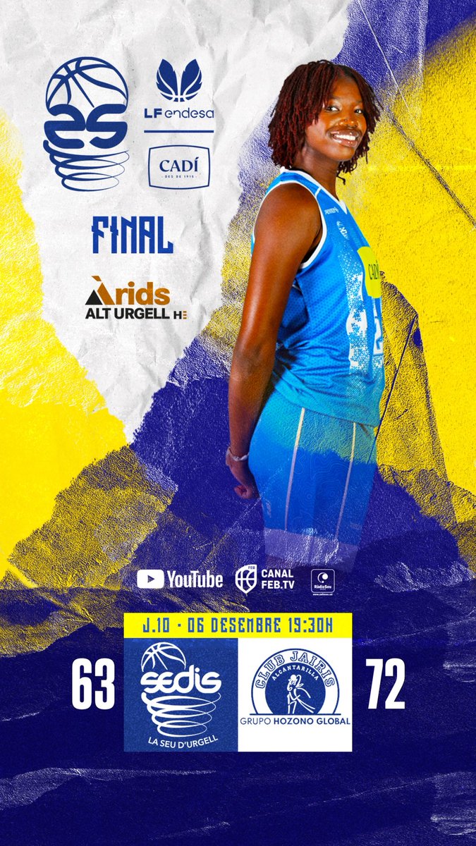 🦋 #LFEndesa J10 l FINAL

⬜️🟦 <a href="/sedisbasquet/">AE Sedis Bàsquet</a> 63
🟨⬛️ @cbjairis 72

📍Palau d’Esports

📺 canalfeb.tv l youtube <a href="/BaloncestoESP/">Baloncesto España</a> | <a href="/RadioSeu/">RàdioSeu</a> l   

#sentelsedis🏔️🏀
