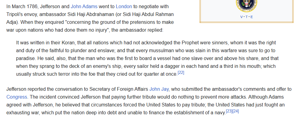 伊斯兰世界在240年前就以极其明确的方式告诉了美国他们将会做什么，但人们就是不愿意相信。