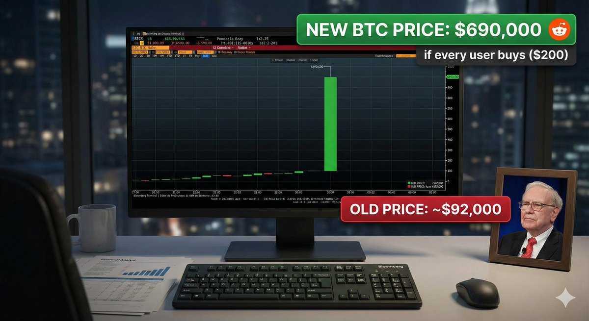 Buy $200 of Bitcoin today, the price hits $690,000 instantly (The Math)

This just blows my mind. We focus so much on coordinating political debates on multiple boards, but the people really do have the power. With Roaring Kitty silent, imagine if a movement like this started and