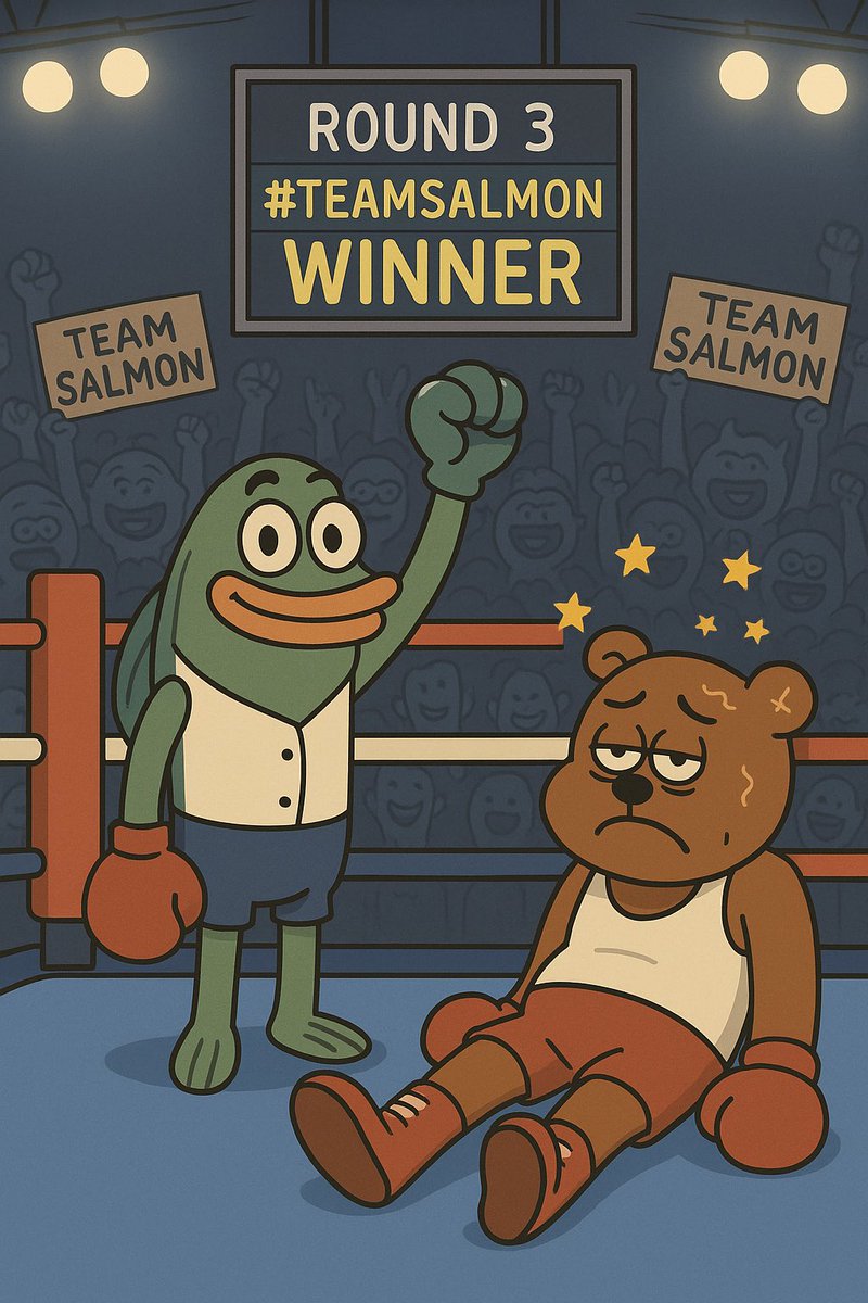 0xdionx's tweet photo. Round 3: Salmon strikes back 🐟
Never underestimate the snack when it fights back.
#TeamSalmon https://t.co/1yXdMlmW83