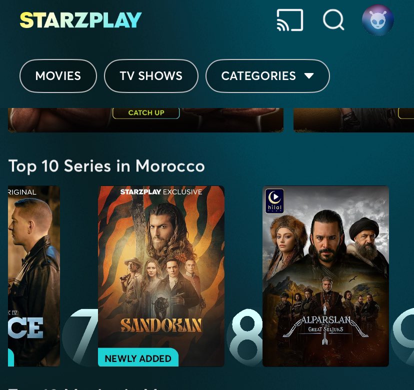 #Sandokan Top 7 on starzplay morocco.
#CanYaman 🔥