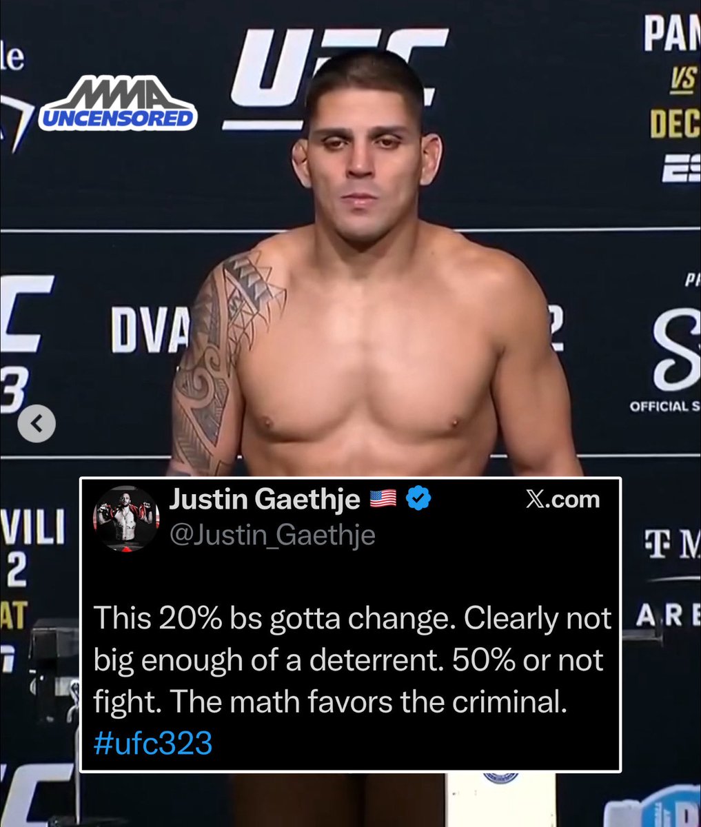 🗣️ Justin Gaethje wants changes to fighters missing weight ⚖️ 

“The math favors the criminals.” 😳

#UFC323 #UFC #MMA