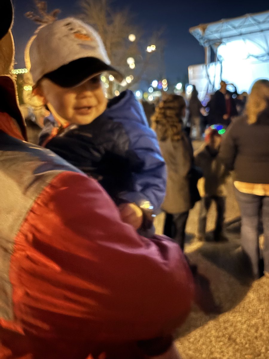 ldijames's tweet image. Grandson Camden getting intro the spirit tonight watching his sisters dancing for the Kville Christmas Tree lighting ceremony!