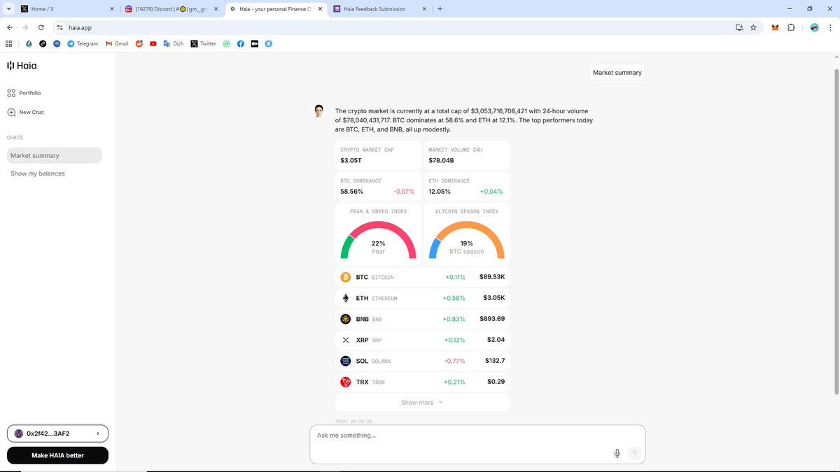 Market summary today in Haia app
<a href="/haia_os/">Haia OS</a> <a href="/haust_network/">Haust network Support</a> #HaiaLaunch