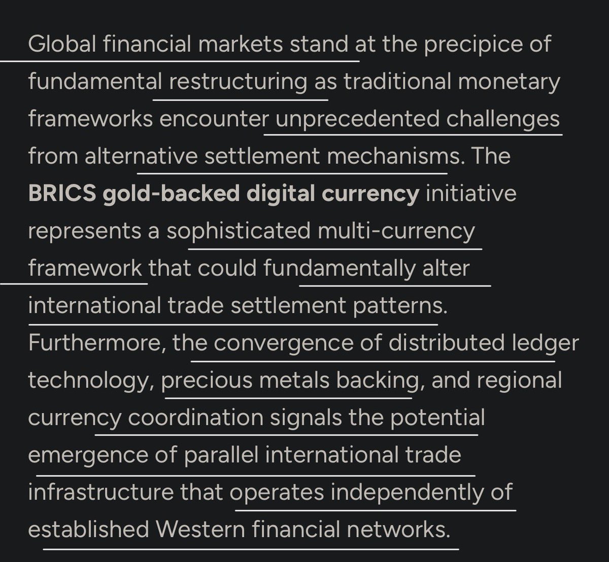 BRICS GOLD BACKED CURRENCY IS THE CONVERGENCE OF DLT. 

Who’s the first body member of the NEW DLT standard we just switched to? “RIPPLE”.

 WHAT MULTI CURRENCY TOKEN THEIR BUSINESS IS FOR? $XRP 

DO YOU GET IT THROUGH YOU’RE SKULL NOW?! Or do you want to be a RETARD?