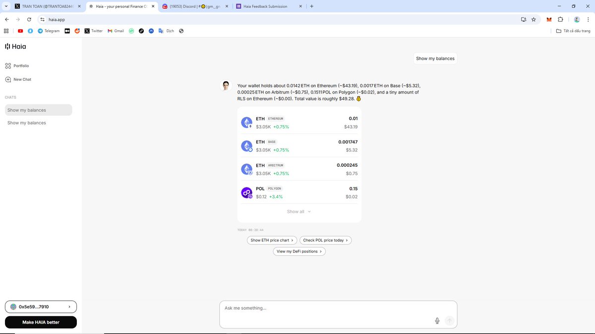 My balances in Haia app today
<a href="/haia_os/">Haia OS</a> <a href="/haust_network/">Haust network Support</a> #HaiaLaunch