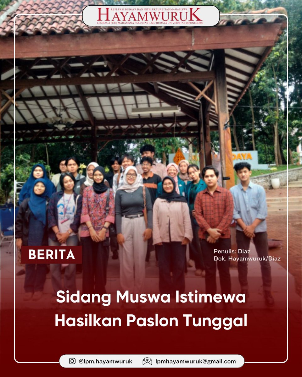 Sidang Muswa Istimewa Hasilkan Paslon Tunggal

Selengkapnya: lpmhayamwuruk.org/2025/12/sidang…

#Hayamwuruk202 #RefleksiBudayadanIntelektualitasMahasiswa