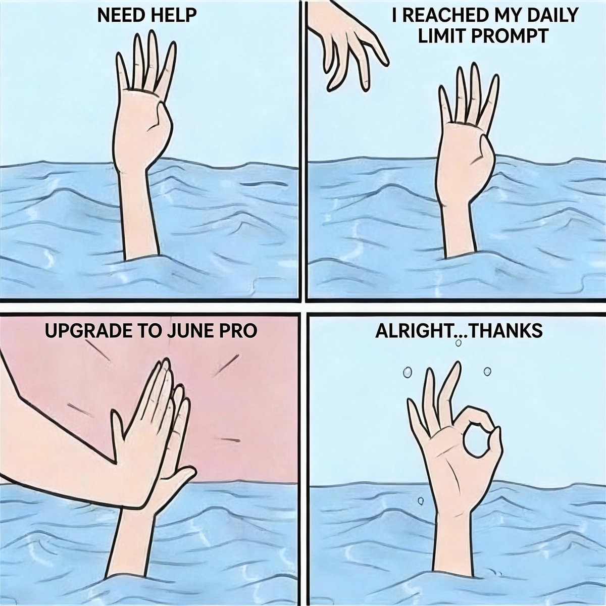 The Pro tier removes the constraints of the free plan, allowing you to generate more responses and handle larger workloads without interruption.
#juneaimeme 
<a href="/askjuneai/">June</a> 
<a href="/SpeakStraight_/">SamSpeakStraight</a> 
<a href="/jkb0x/">Jakub</a> 
@Lazy_cryptyan