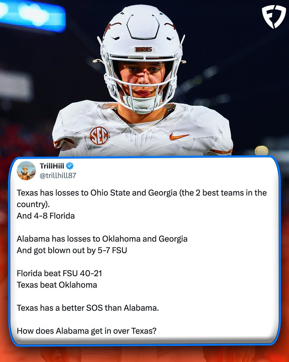 WAIT...

Should TEXAS get into the CFB Playoff over Alabama? 😳

(via <a href="/trillhill87/">TrillHill</a>)