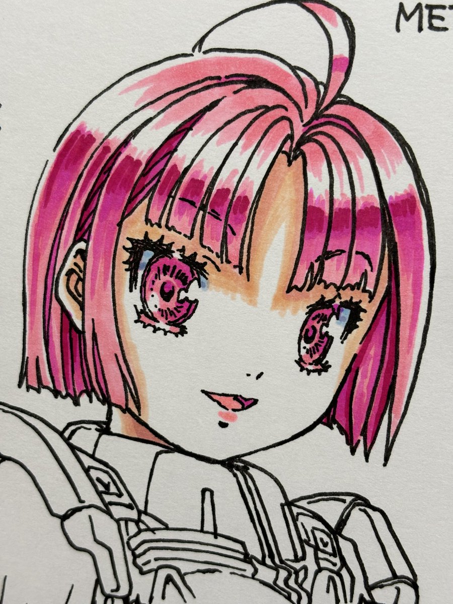 手書きイラスト（直筆）色紙　メタルスレイダーグローリー　キャティ/ ☆よしみる 絶賛色紙塗り塗りちゅう！ 楽しい(^^)