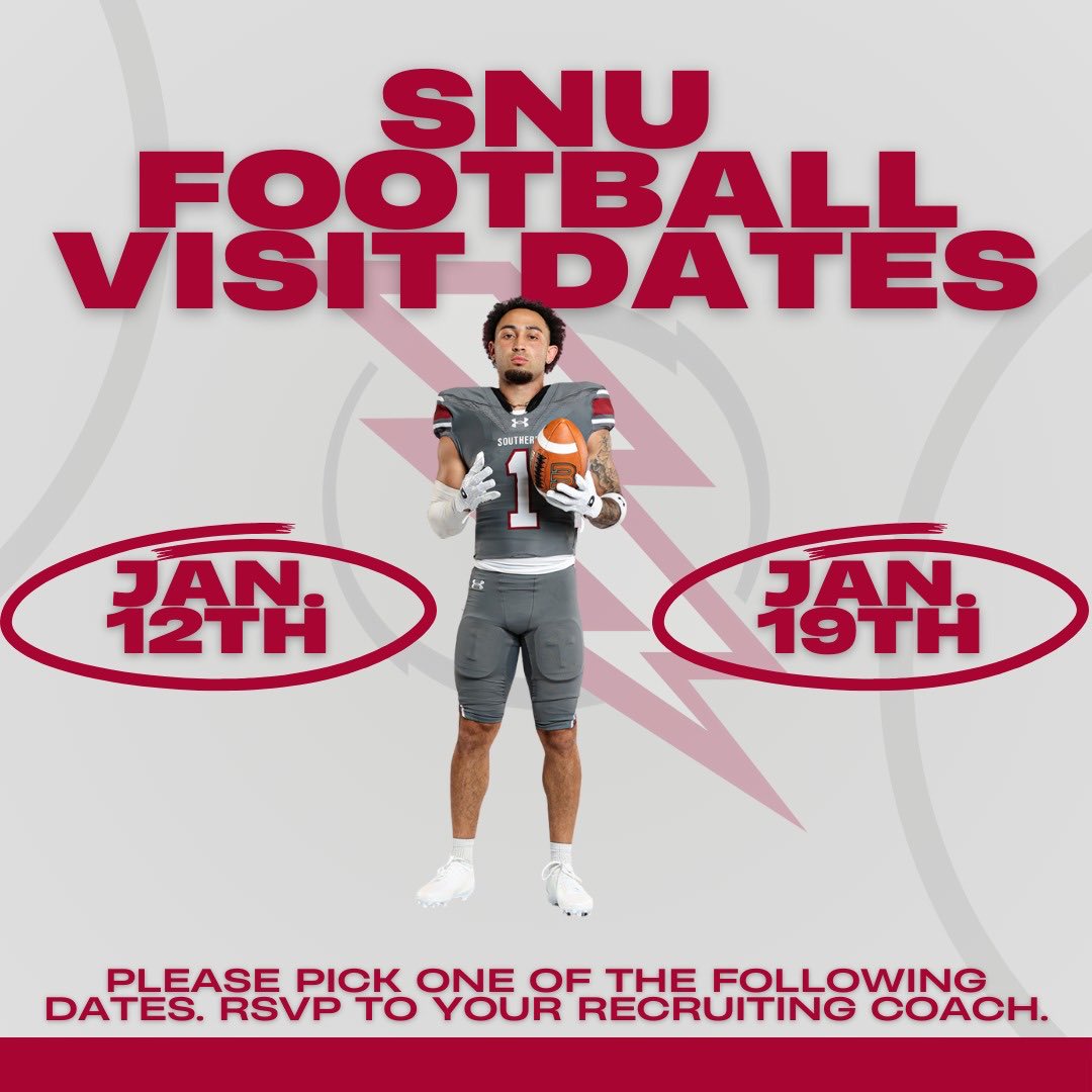 Thank you <a href="/coach40evans/">Cody Evans</a> for the invite to visit <a href="/SNUFootball/">SNU Football</a>!

<a href="/HatfieldQuin/">Quin Hatfield</a> <a href="/Jdjacks45/">Joshua Jackson</a> <a href="/msnjhnstn/">Mason Johnstone</a> <a href="/ToddStarowitz/">Todd Starowitz</a> <a href="/Yawn76/">Keon Talbert</a> <a href="/Todd_C_08/">Todd Cunningham</a> <a href="/train0187/">TRAINBUILT PERFORMANCE</a> <a href="/LemmingReport/">Tom Lemming</a> <a href="/MovinChains/">Movin’ The Chains</a> <a href="/iguerin/">Ian Guerin</a> <a href="/GreerNewsSports/">Greer News Sports</a> <a href="/bobbygordon22/">Bobby Gordon</a> <a href="/randy_barnett3/">Randy Barnett</a> <a href="/HighSchoolBlitz/">High School Blitz</a> <a href="/PrepRedzoneSC/">Prep Redzone South Carolina</a> <a href="/On3sports/">On3</a>