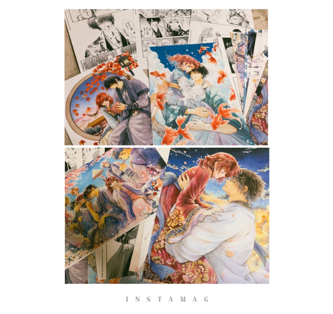 暁のヨナ、複製原画🫧 草凪さんの絵本間に綺麗… 特に上2枚がお気に入り🩶